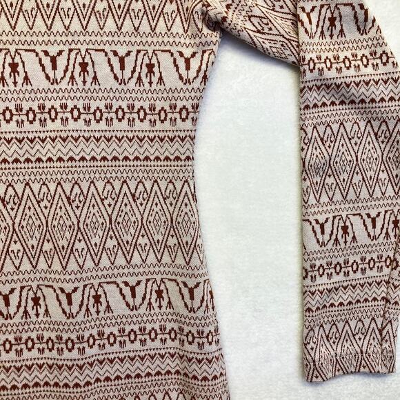 KAVU Fair Isle Sweater Mini Dress Brown/Tan Size XXS Side Button Accents - Picture 10 of 13